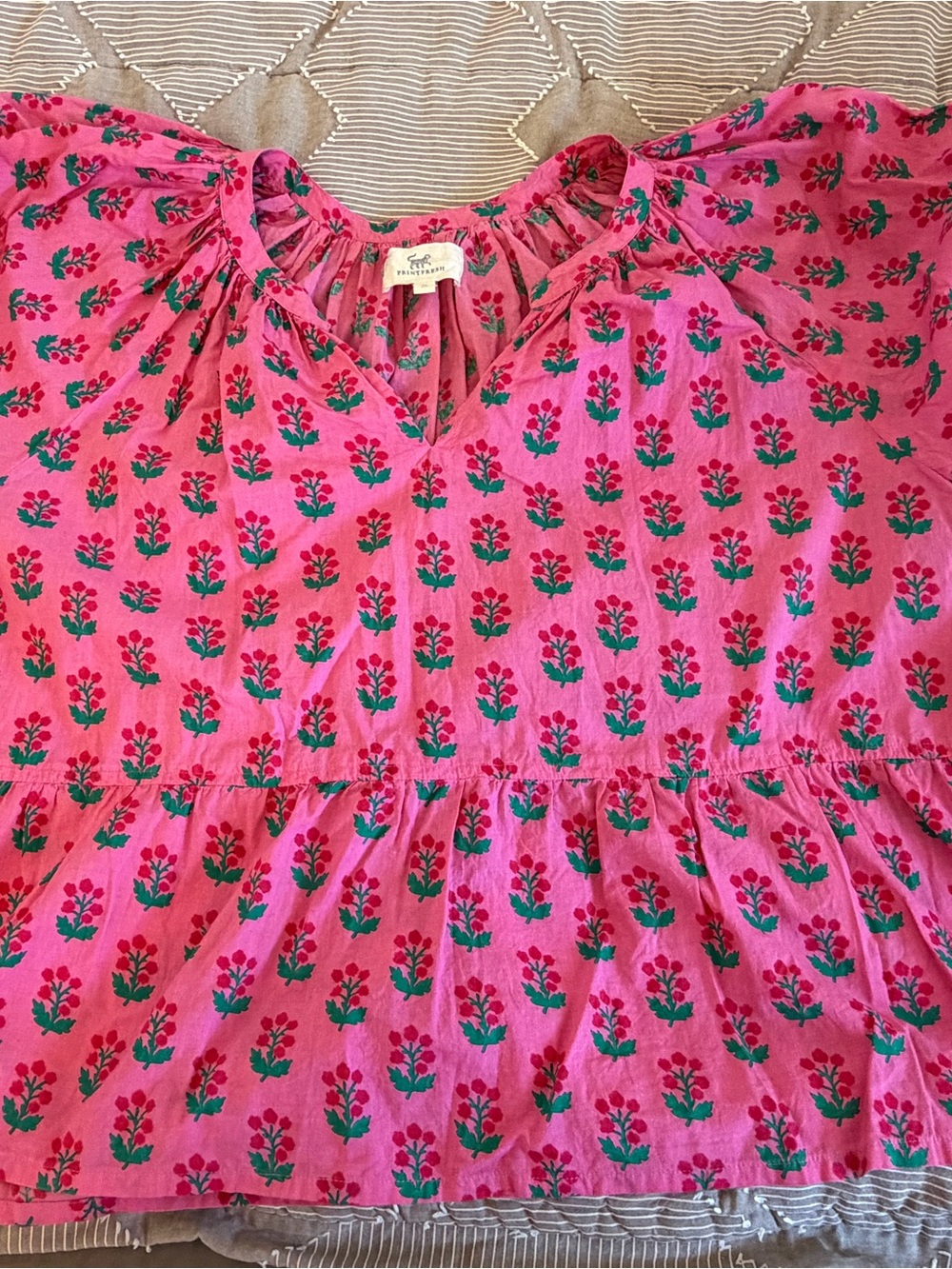 Printfresh Pink Floral Peasant Blouse - Picture 12 of 16